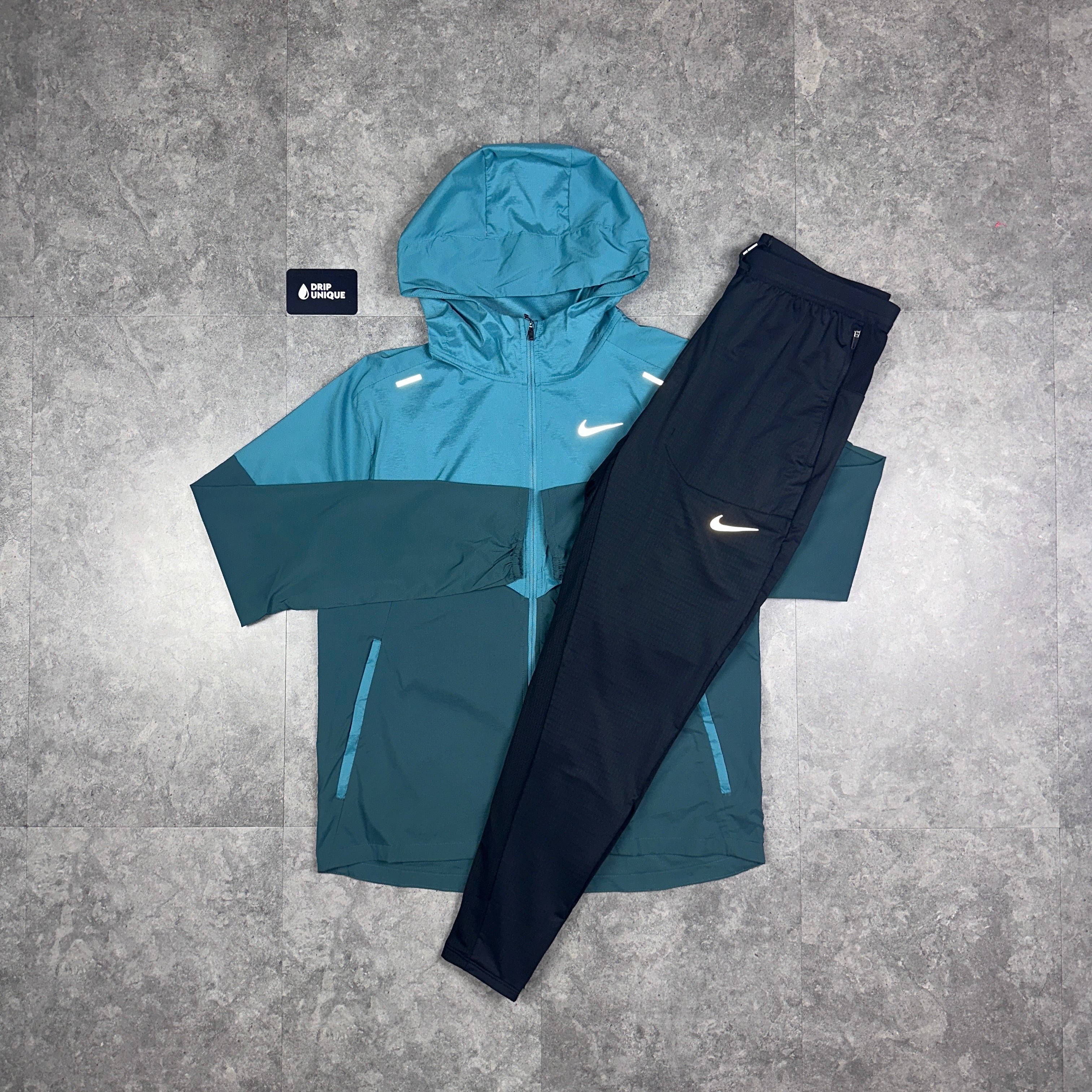 Nike UV Windrunner Jacket Teal Black Nike Phenom Pants Set