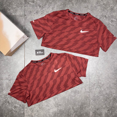 Men's Nike Jacquard Miler T-Shirt in Brown as pair, dripuniqueuk