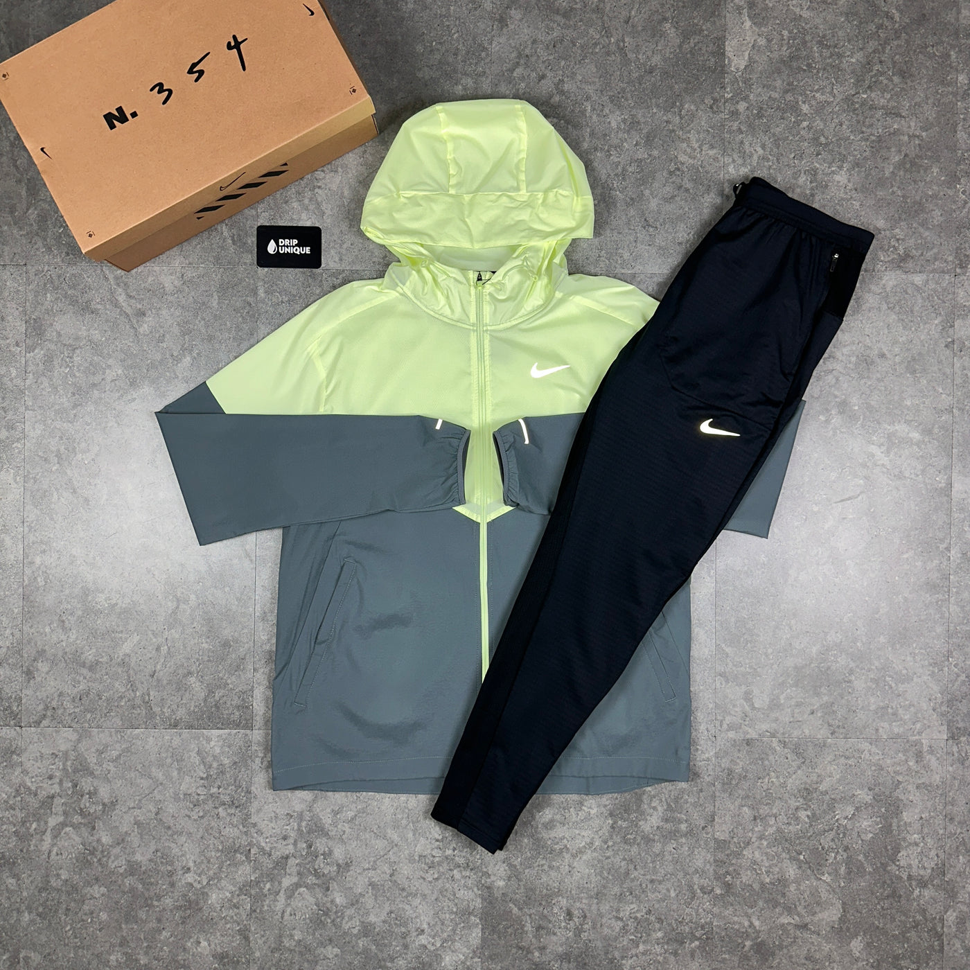 Nike UV Windrunner Jacket Barely Volt & Black Nike Phenom Pants Set