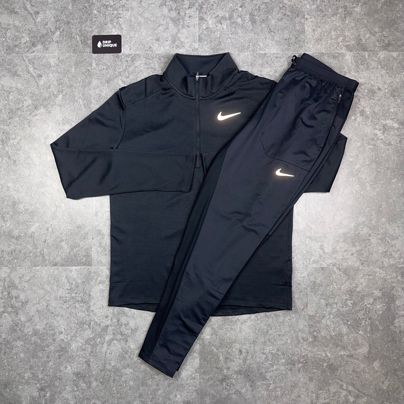 Nike Pacer 1/4 Zip Black & Black Phenom Pants Set