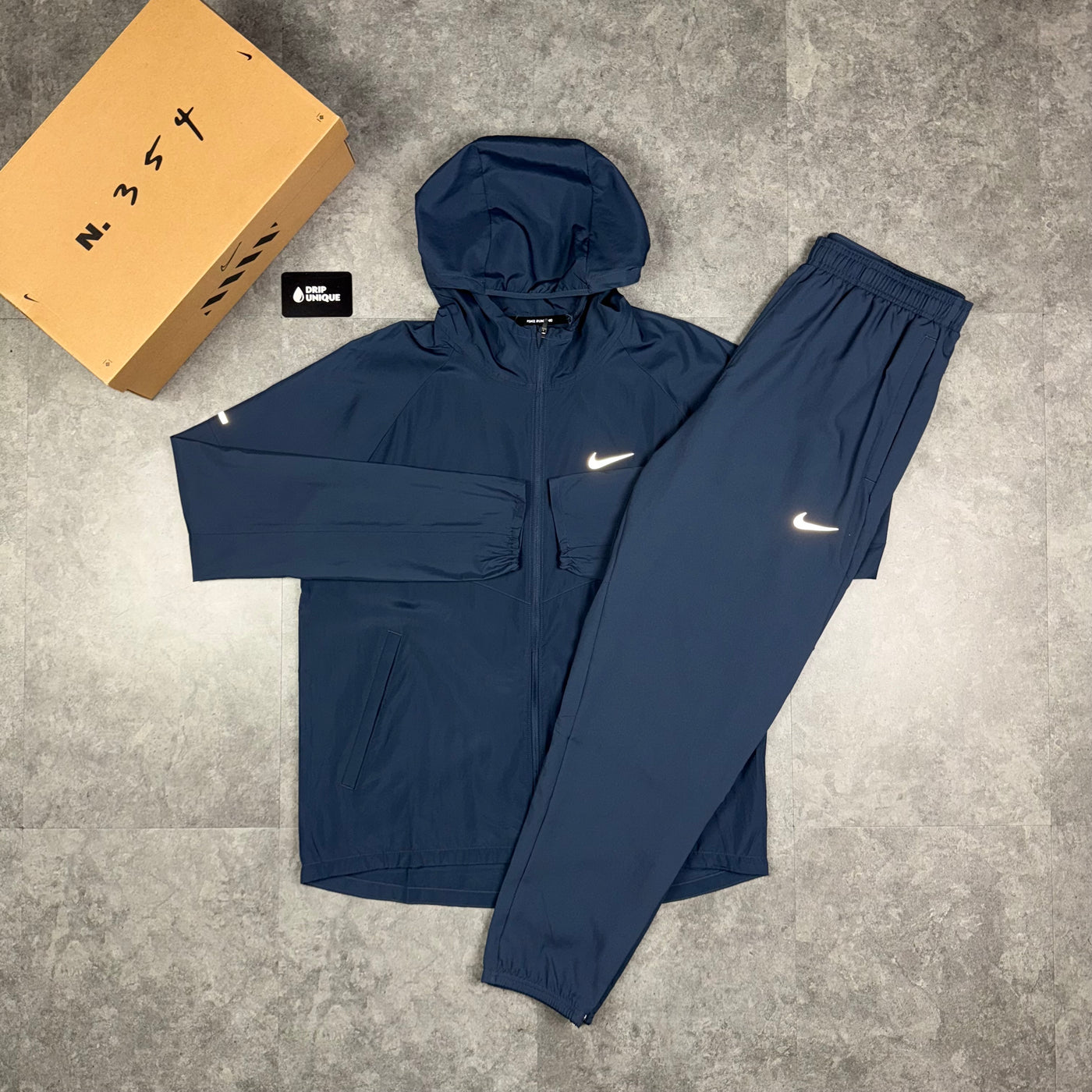 Nike Repel Miler Windrunner Jacket Thunder Blue & Blue Nike Challenger Pants Set