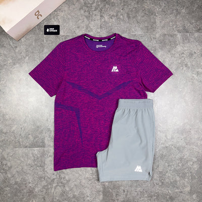 Men's Montirex Vault Seamless T-Shirt Magenta & Grey Fly 2.0 Shorts Set, dripuniqueuk