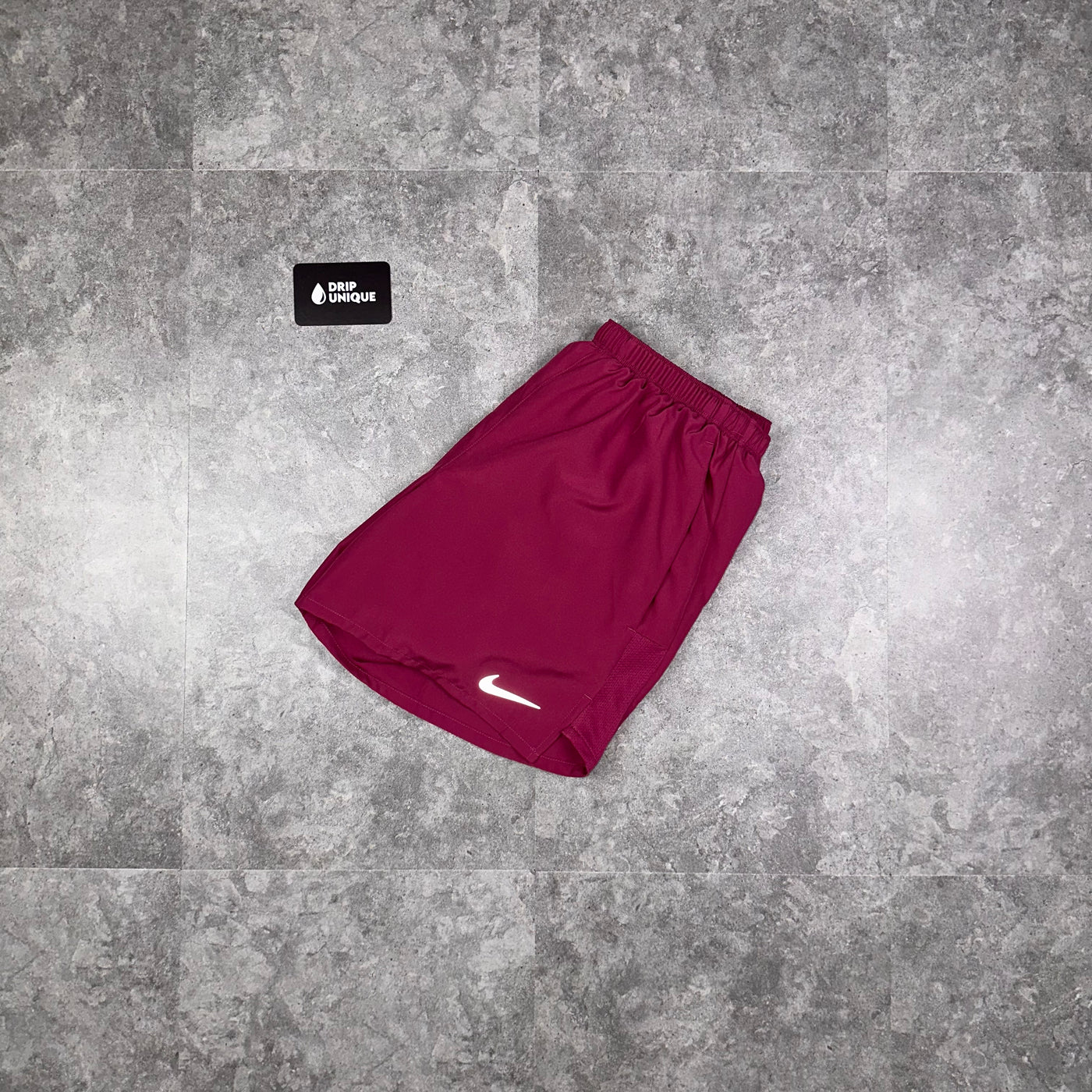 Men's Nike Dri Fit Challenger Shorts 5" Maroon, dripuniqueuk