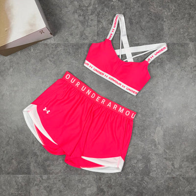 Women's Under Armour Sports Bra and Shorts Outfit Raspberry, dripuniqueuk, missuniqueuk