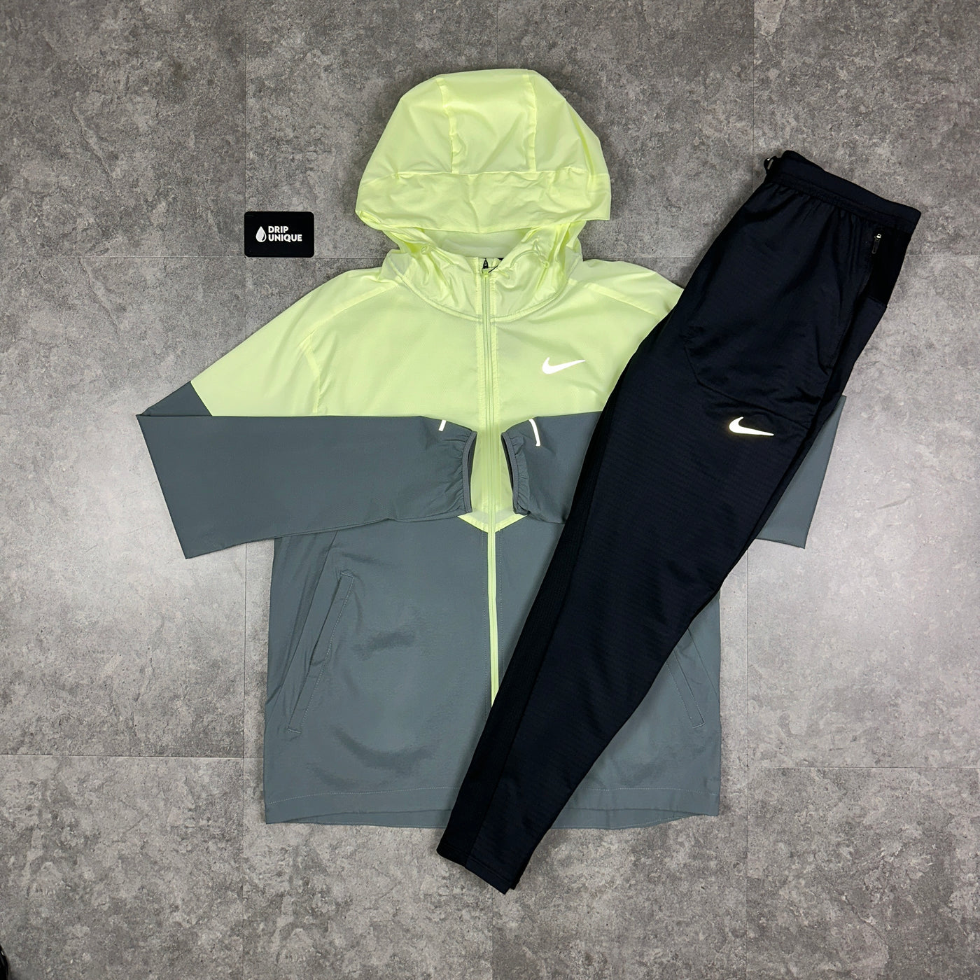 Nike UV Windrunner Jacket Barely Volt & Black Nike Phenom Pants Set