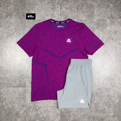 Men's Montirex Vault Seamless T-Shirt Magenta & Grey Fly 2.0 Shorts Set, dripuniqueuk