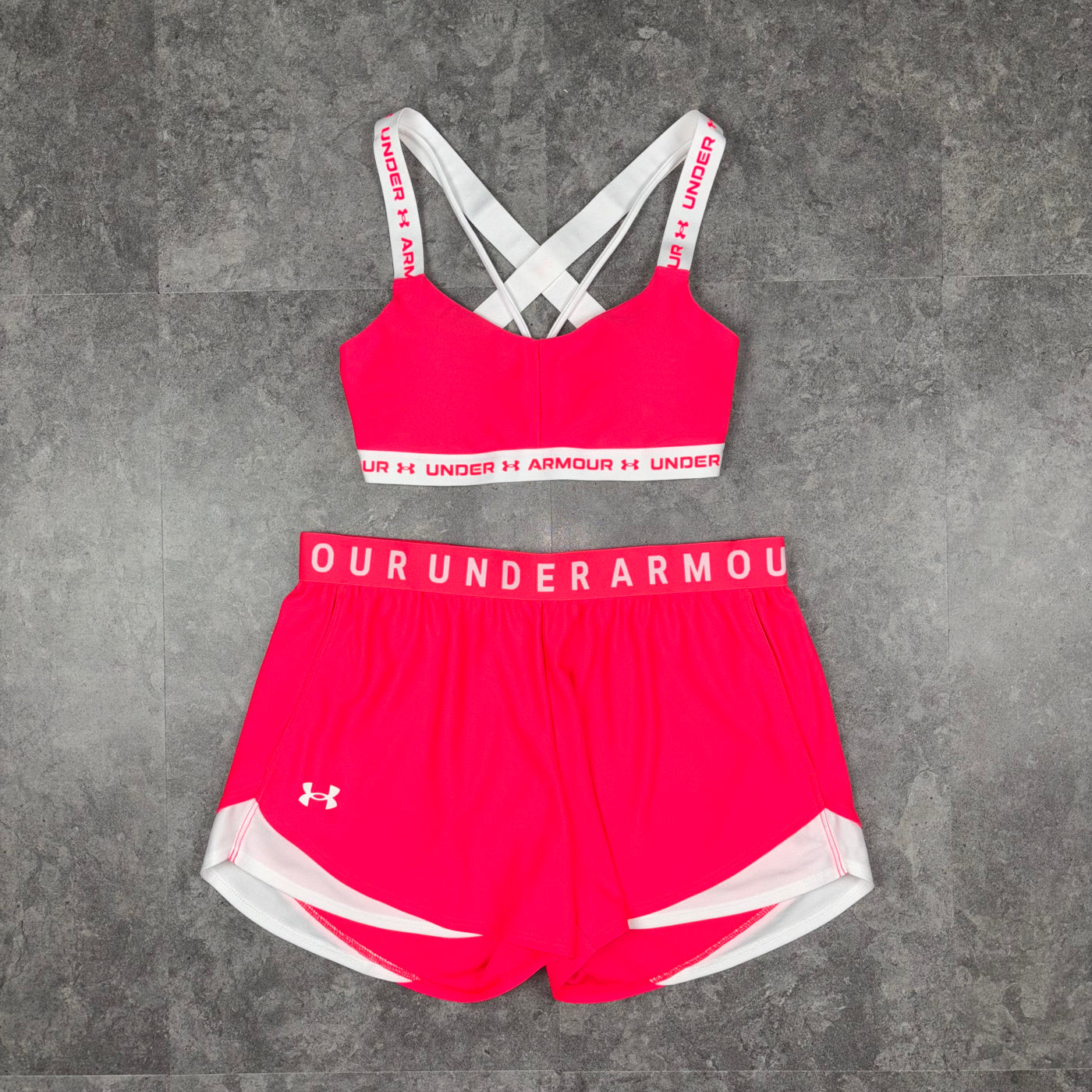 Women's Under Armour Sports Bra and Shorts Outfit Raspberry, dripuniqueuk, missuniqueuk