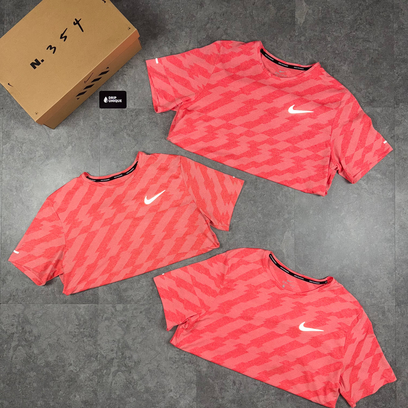 Nike Jacquard Miler T-Shirt Coral Red