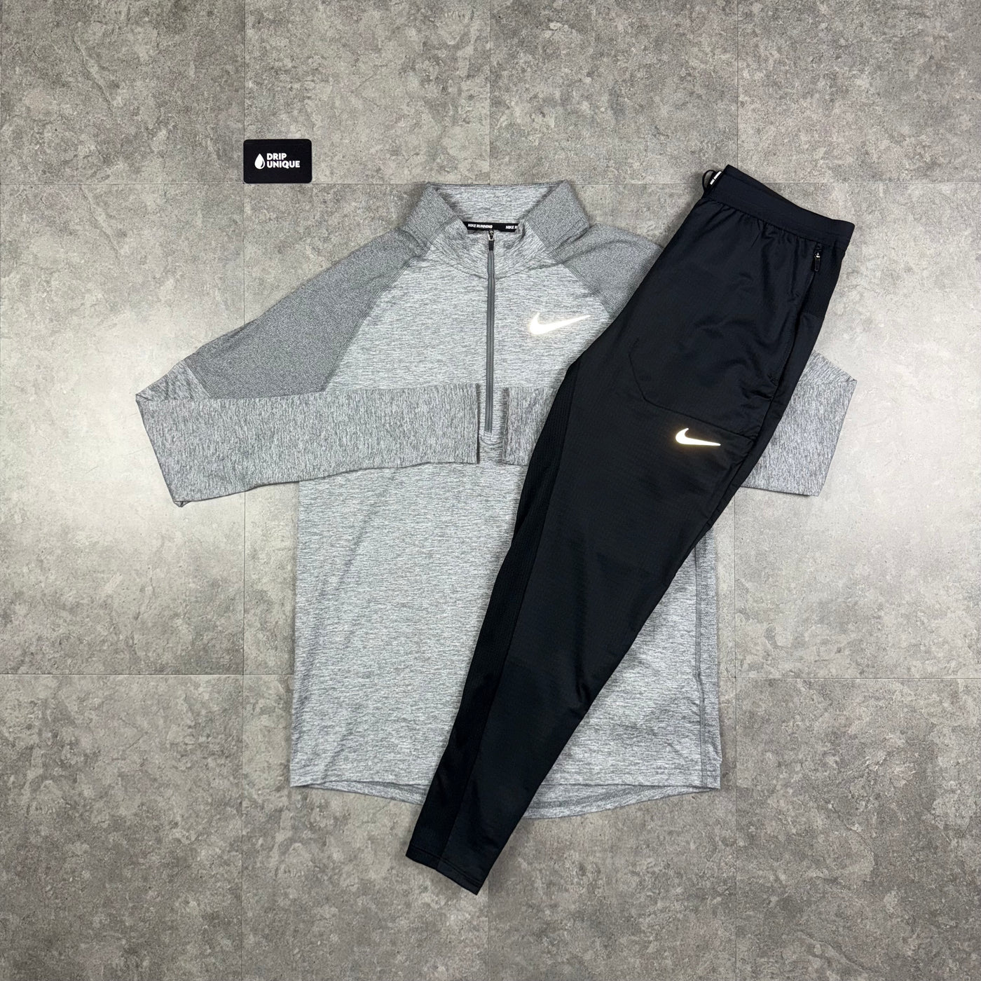 Nike Therma 1/4 Zip Grey & Black Phenom Pants Set