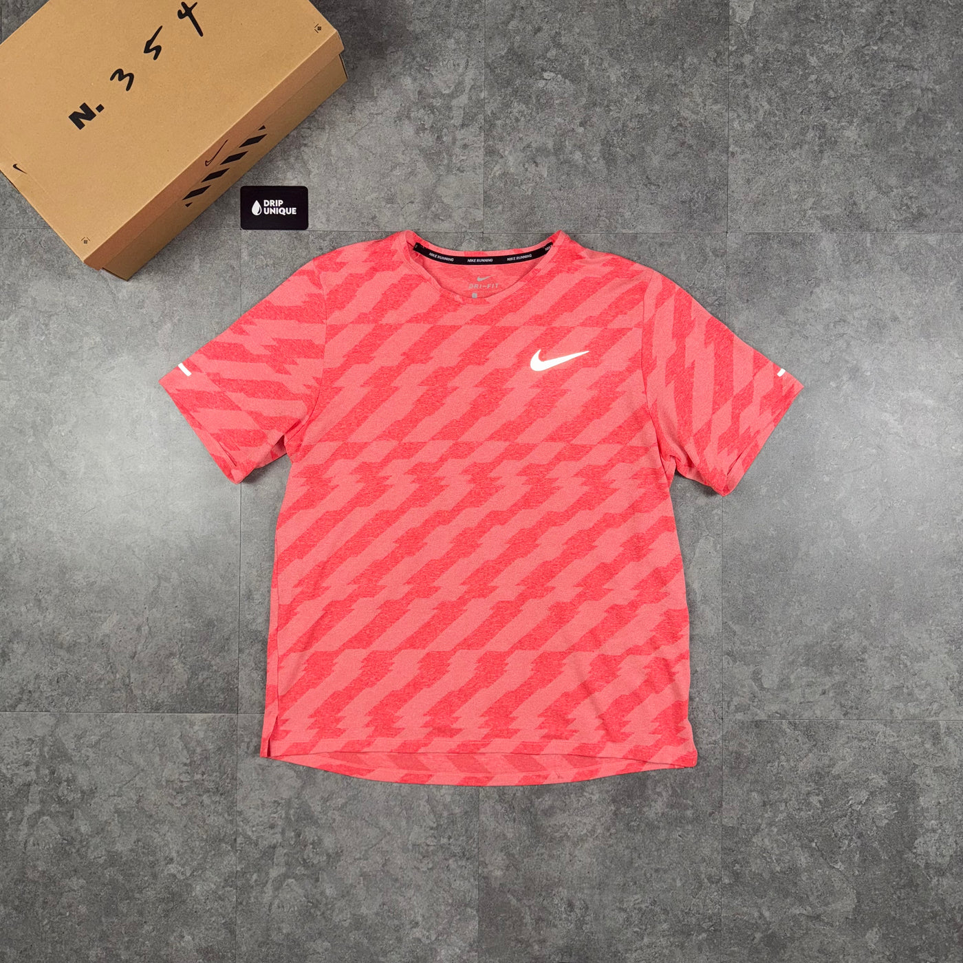 Nike Jacquard Miler T-Shirt Coral Red