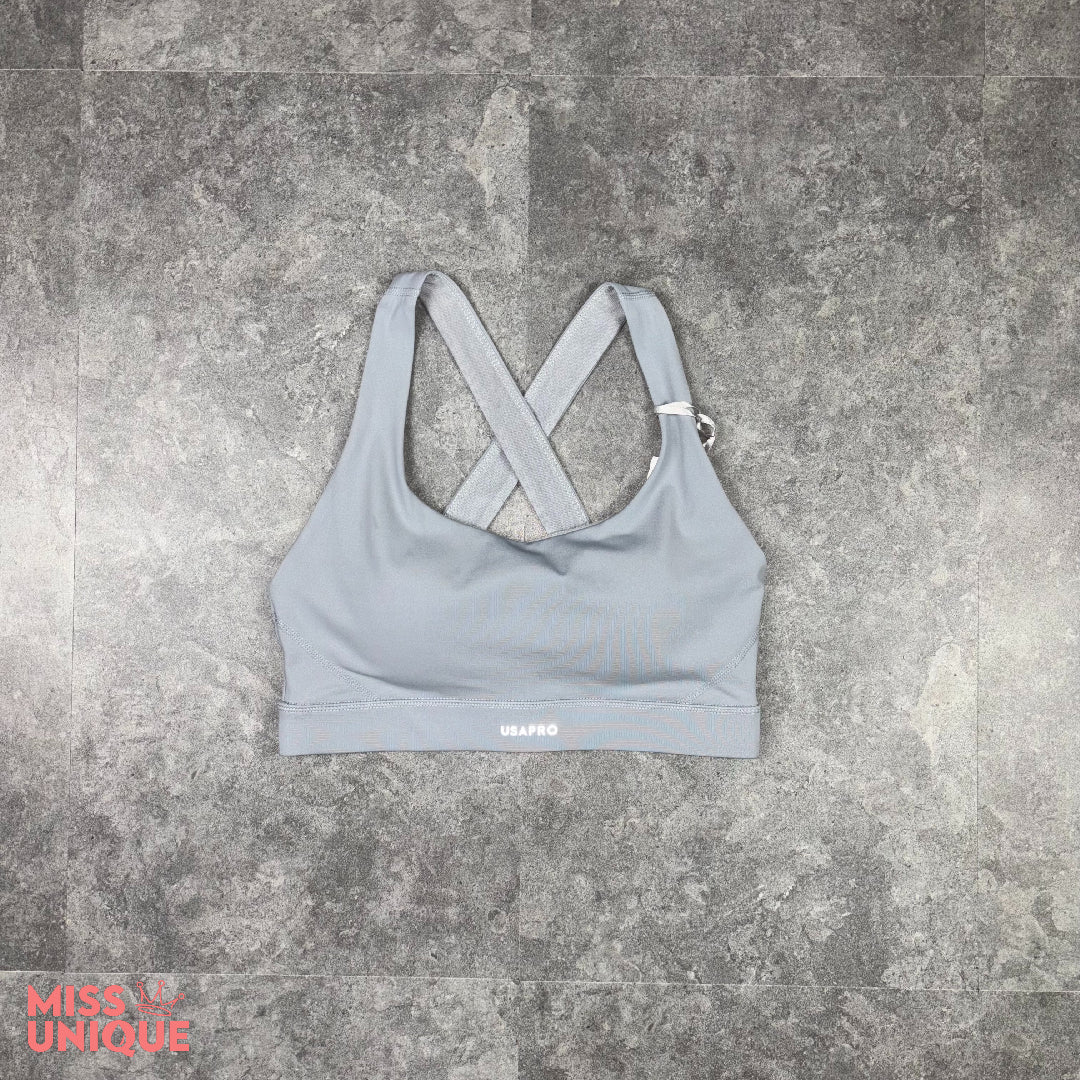 Womens USA Pro Sports Bra and Leggings Outfit Light Grey, missuniqueuk, dripuniqueuk