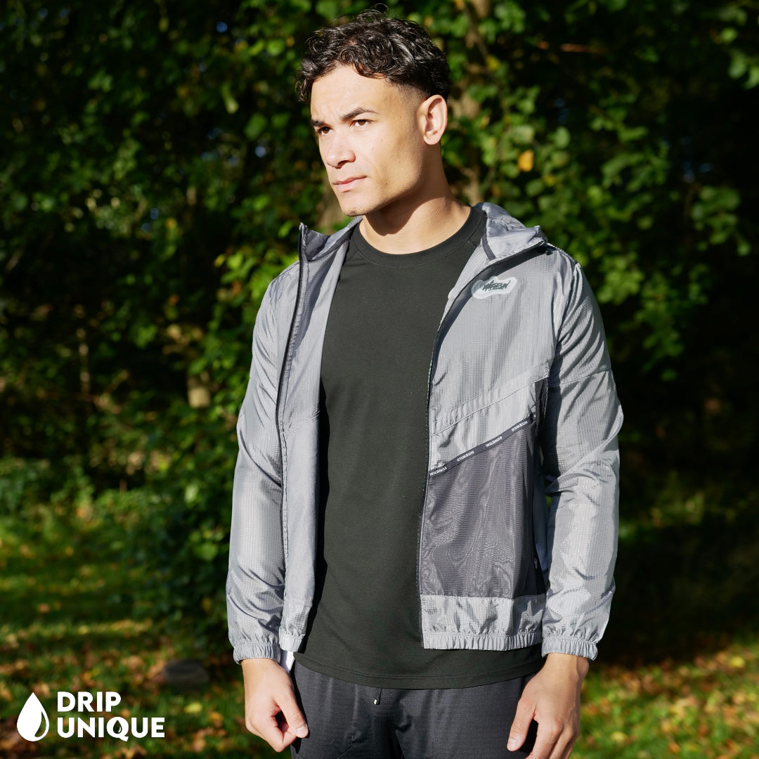 Nike Wildrun Windrunner Jacket in a black colourway Black being worn unzipped by our model, dripuniqueuk